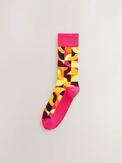 Next Bright Red/Green Geo Pattern Socks 8 Pack Online