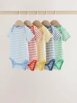 Next Bright Stripe Short Sleeve Baby Bodysuits 5 Pack Sale