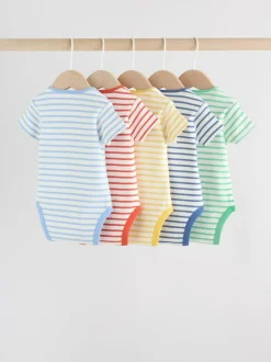 Next Bright Stripe Short Sleeve Baby Bodysuits 5 Pack Sale