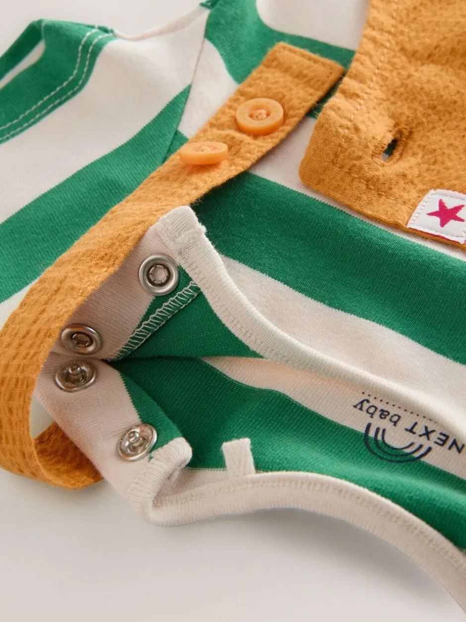 Next Baby Woven Dungaree and Bodysuit Set (0mths-2yrs) Bright Transport Best