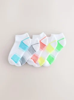 Next Cushioned Footbed Sports Trainers Socks 5 Pack Bright Yellow/Green/Blue Clearance
