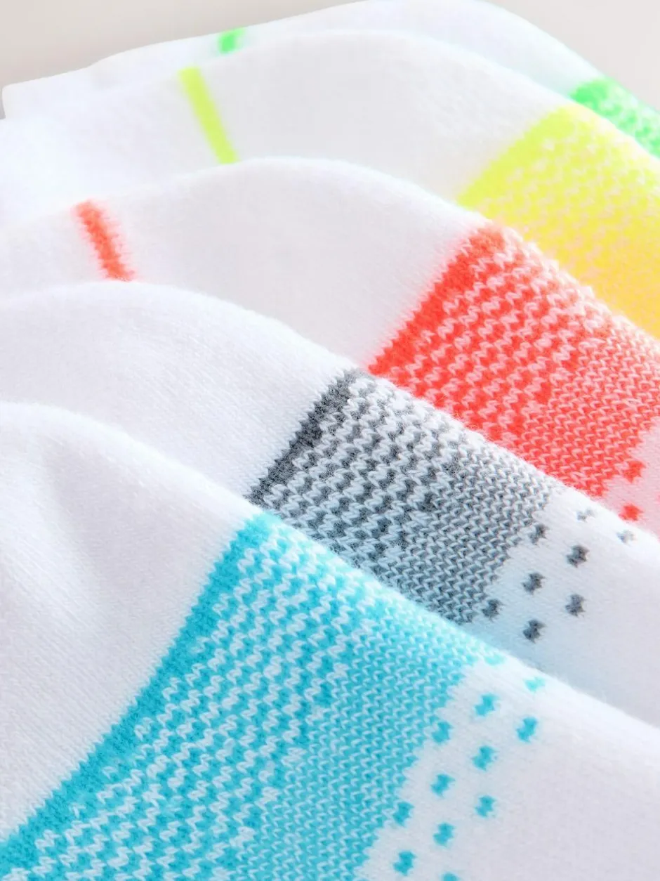 Next Cushioned Footbed Sports Trainers Socks 5 Pack Bright Yellow/Green/Blue Clearance