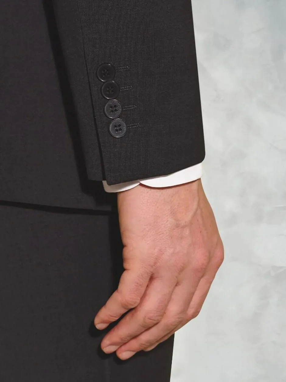 Brook Taverner Tailored Fit Wool Mix Washable Suit Jacket Black