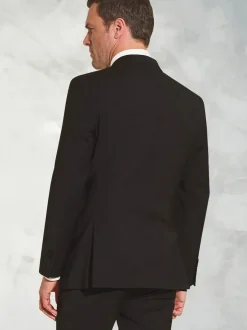 Brook Taverner Tailored Fit Wool Mix Washable Suit Jacket Black White Outlet