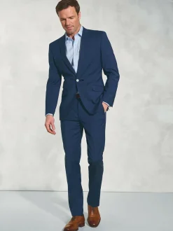 Brook Taverner Tailored Fit Wool Mix Washable Suit Jacket Blue Outlet