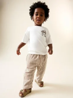 Next Brown & Ecru Stripe Lightweight Joggers (3mths-7yrs)