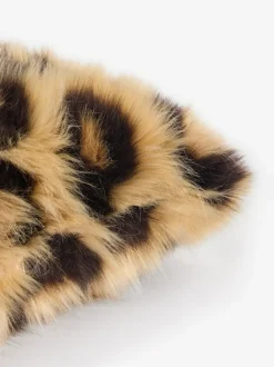 Next Brown 50 x 50cm Long Leopard Print Faux Fur Cushion Discount