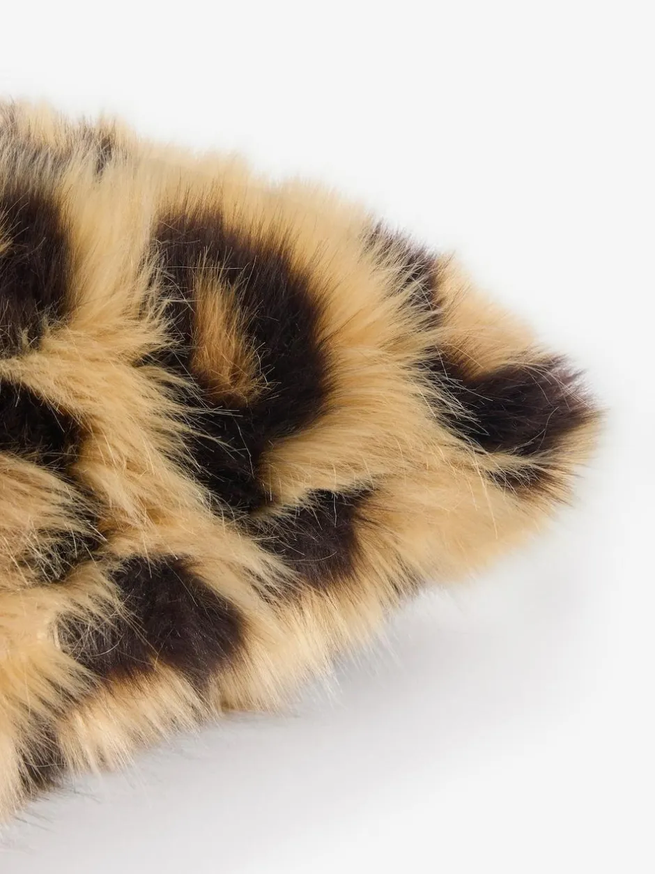 Next Brown 50 x 50cm Long Leopard Print Faux Fur Cushion Discount