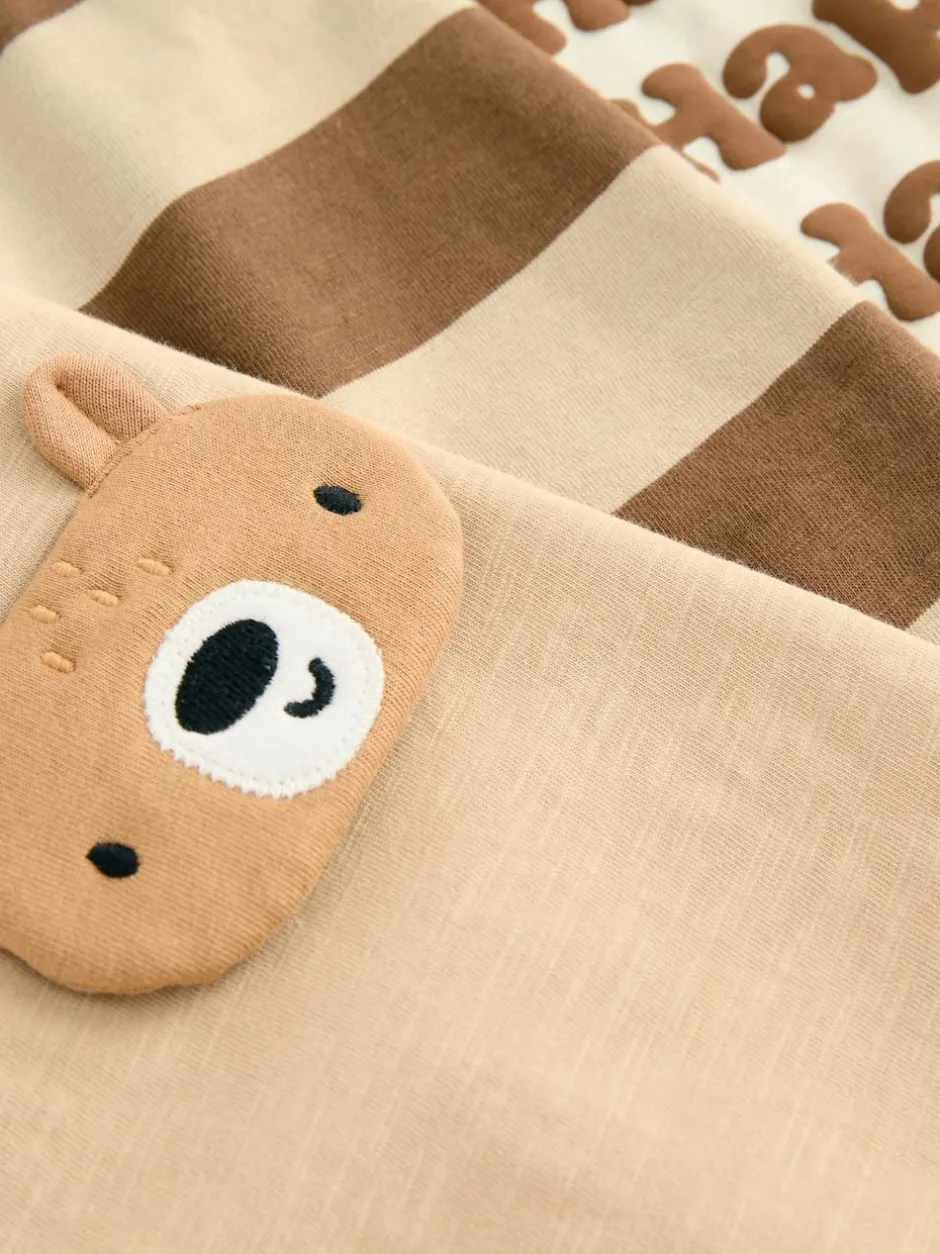 Next Long Sleeve Appliqué T-Shirts 3 Pack (3mths-7yrs) Brown Bear