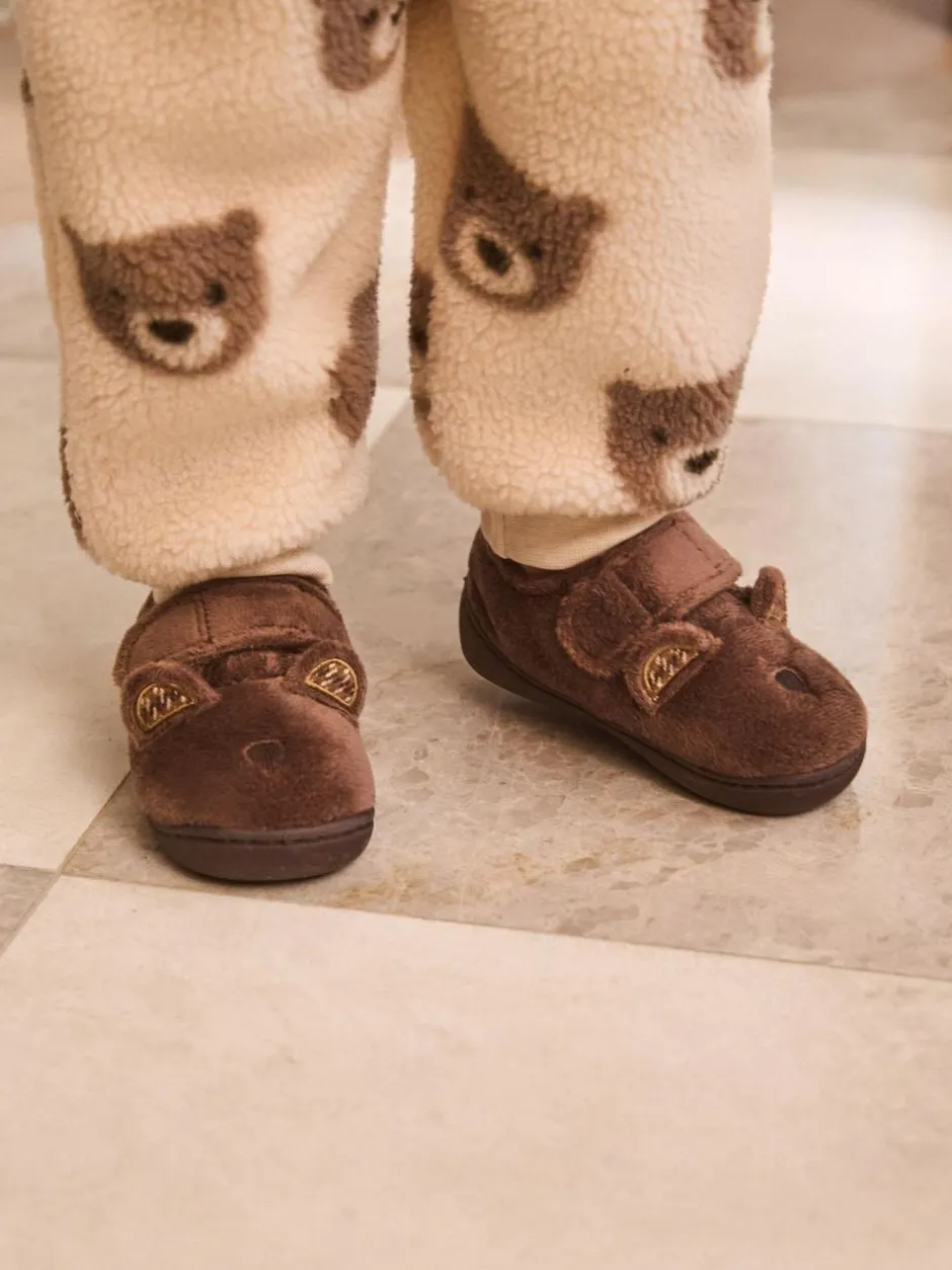 Next Brown Bear Warm Lined Cupsole Slippers Online