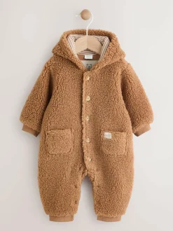 Next Brown Borg Hooded Baby Pramsuit Clearance