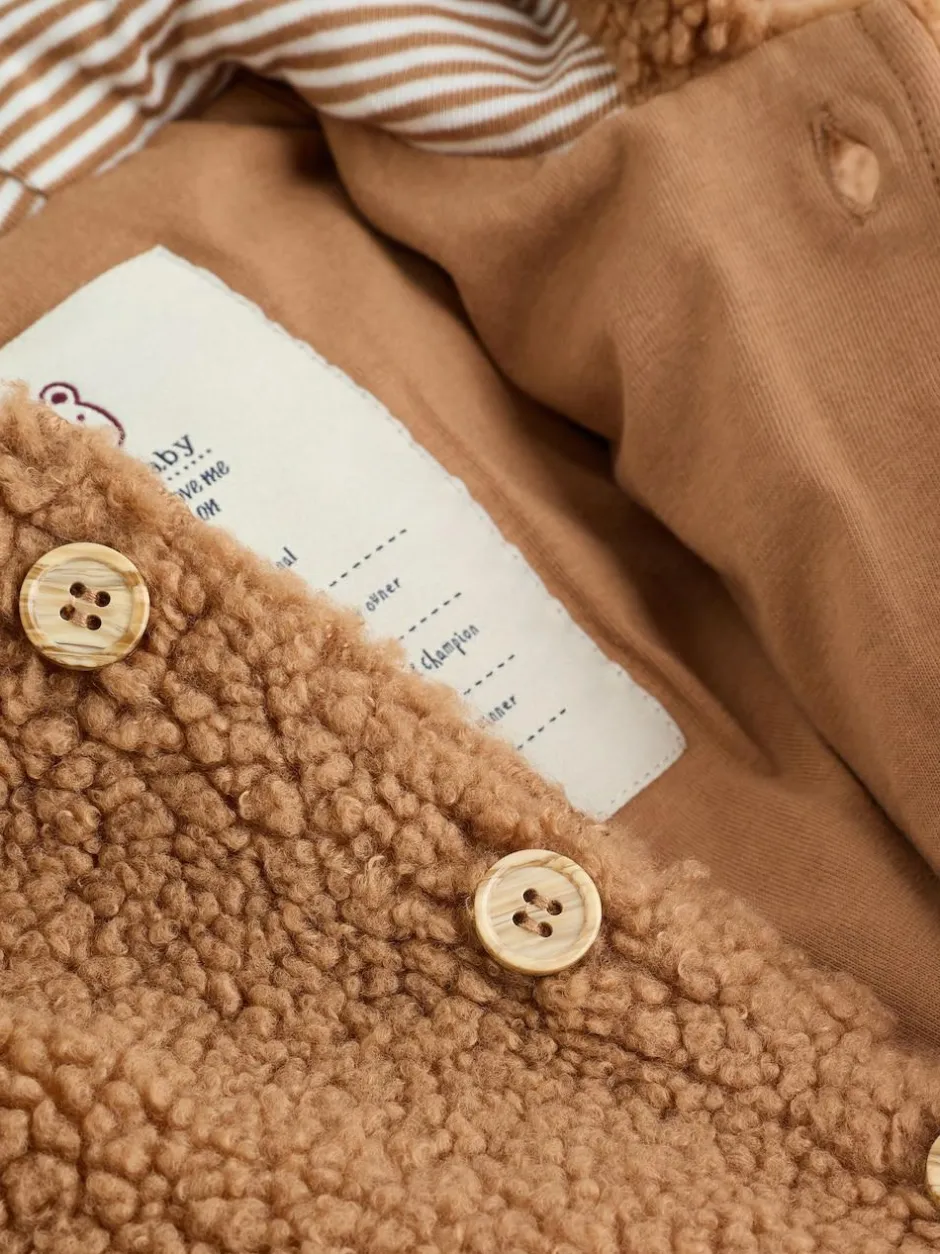Next Brown Borg Hooded Baby Pramsuit Clearance