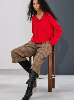 Next Brown Check Smart Culottes Hot