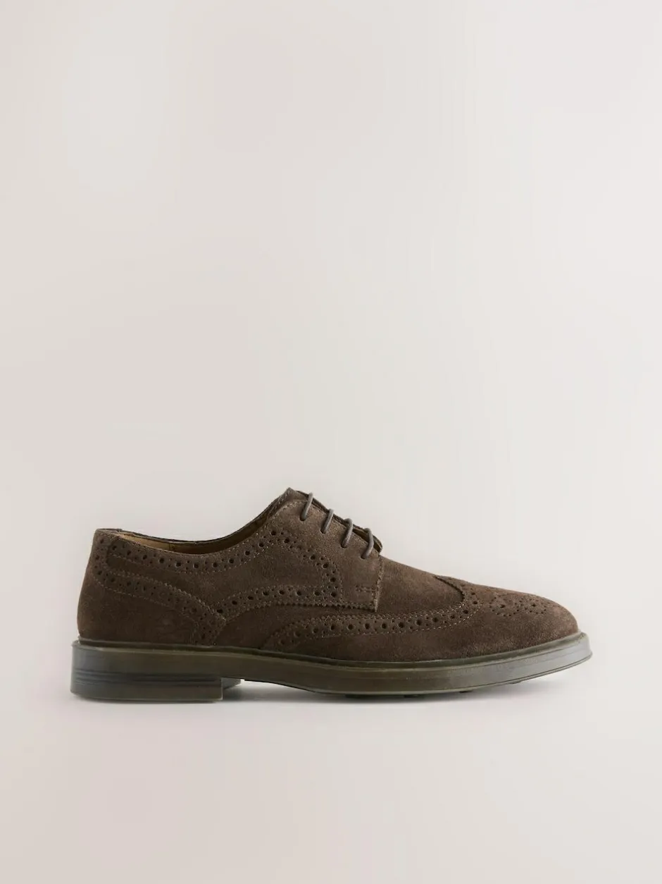Next Brown Chunky Suede Brogue Shoes Best