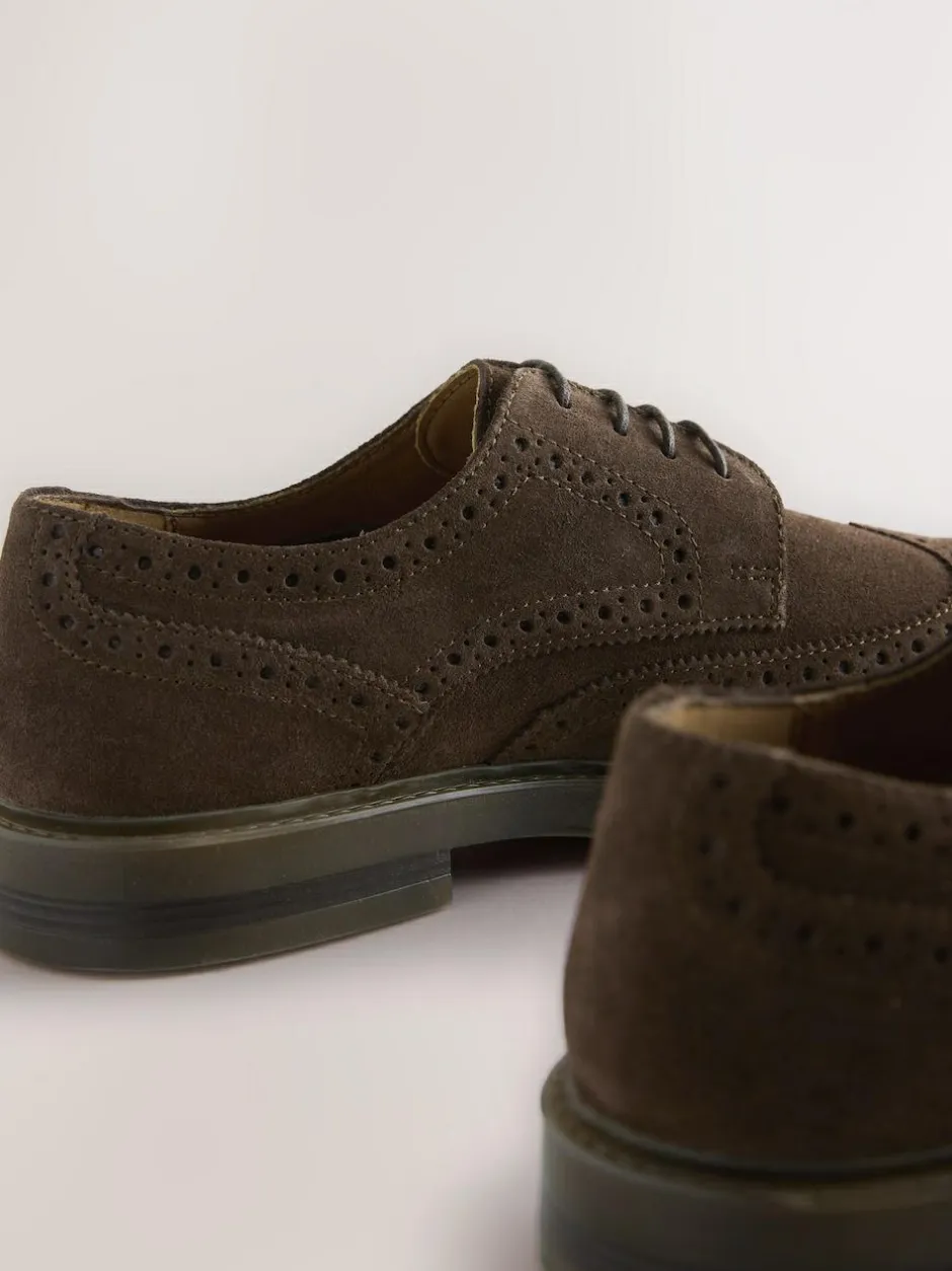 Next Brown Chunky Suede Brogue Shoes Best
