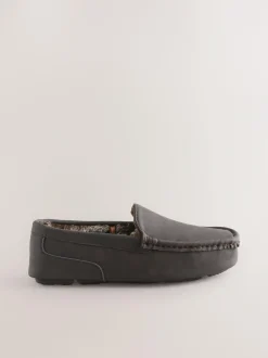 Next Faux Fur Lined Moccasin Slippers Brown Outlet