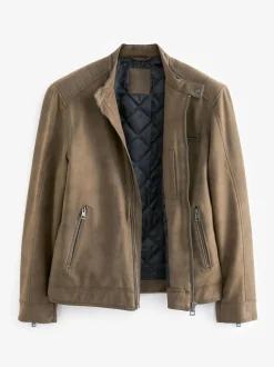 Next Faux Leather Biker Jacket Brown Discount