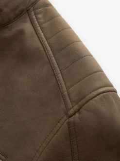 Next Faux Leather Biker Jacket Brown Discount