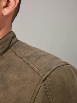 Next Faux Leather Biker Jacket Brown Discount