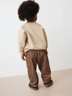 Next Brown Gingham Corduroy Wide Leg Trousers (3mths-7yrs) New