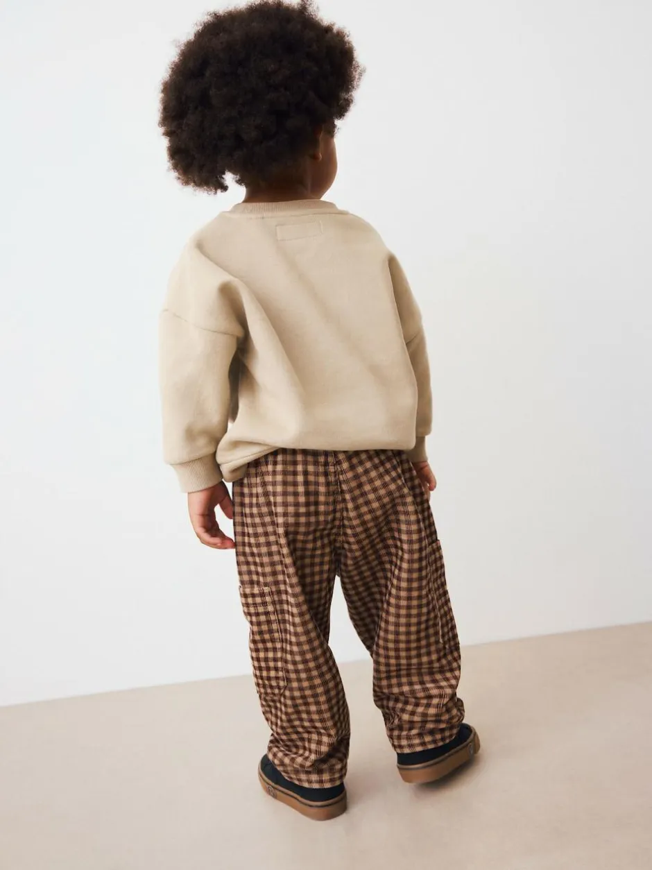 Next Brown Gingham Corduroy Wide Leg Trousers (3mths-7yrs) New