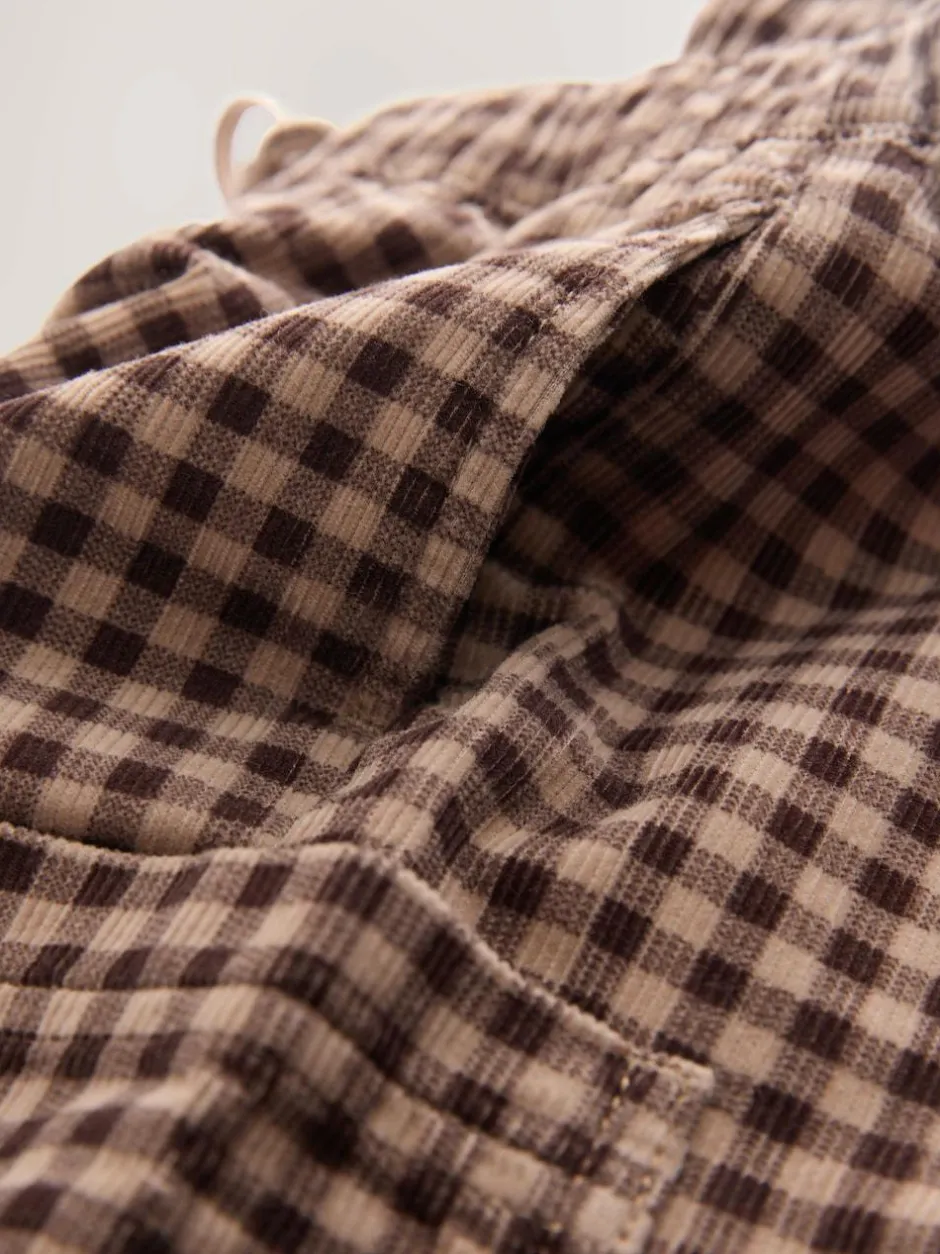 Next Brown Gingham Corduroy Wide Leg Trousers (3mths-7yrs) New