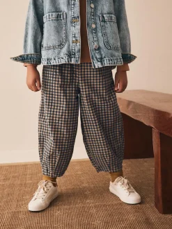 Next Brown Gingham Pullon Cord Trousers (3-16yrs) New