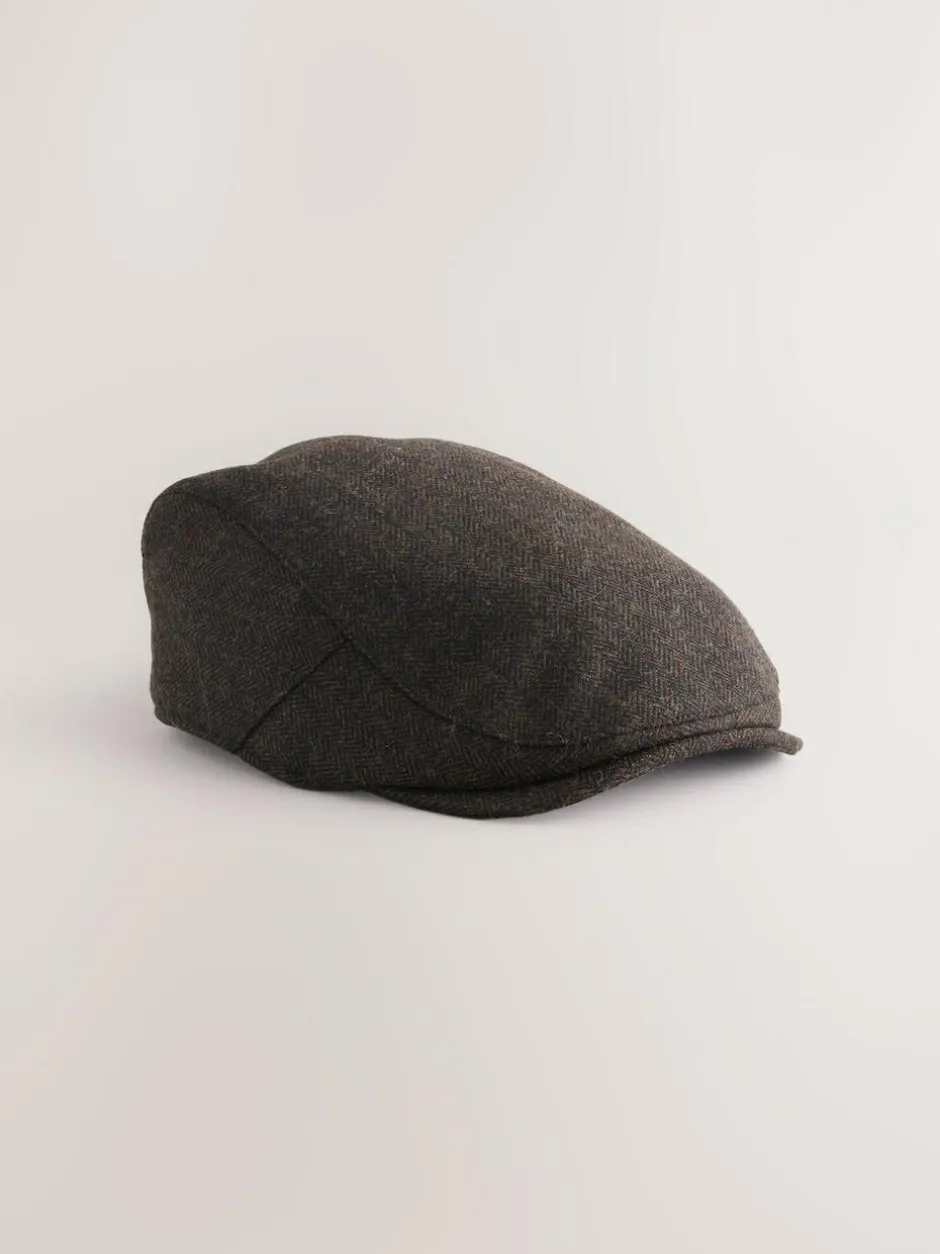 Next Herringbone Flat Cap Brown Discount