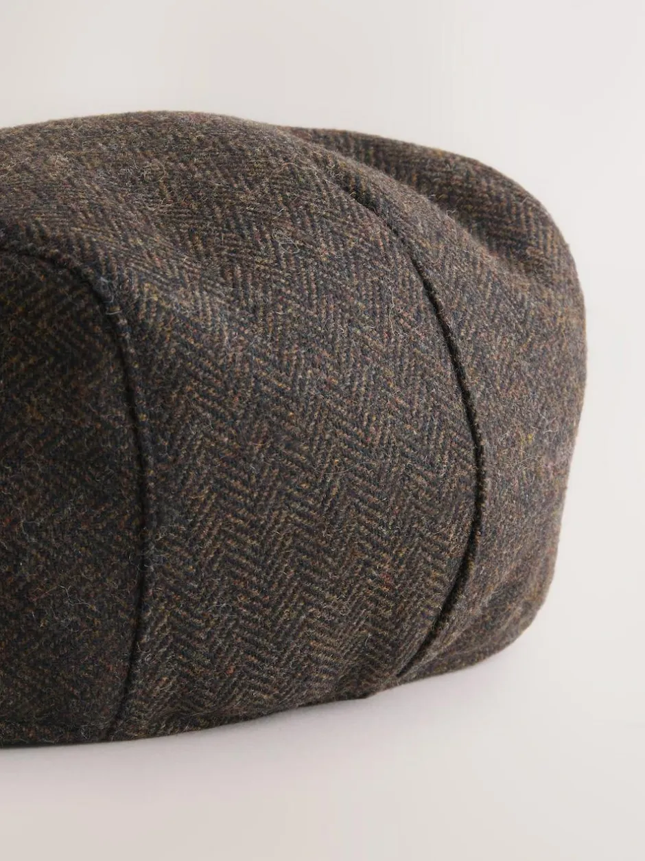 Next Herringbone Flat Cap Brown Discount