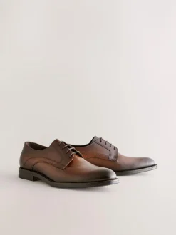 Next Leather Derby Shoes Brown Hot