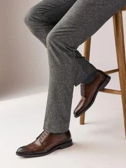 Next Leather Derby Shoes Brown Hot
