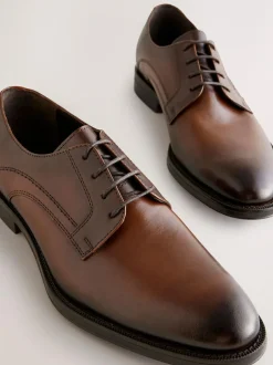Next Leather Derby Shoes Brown Hot