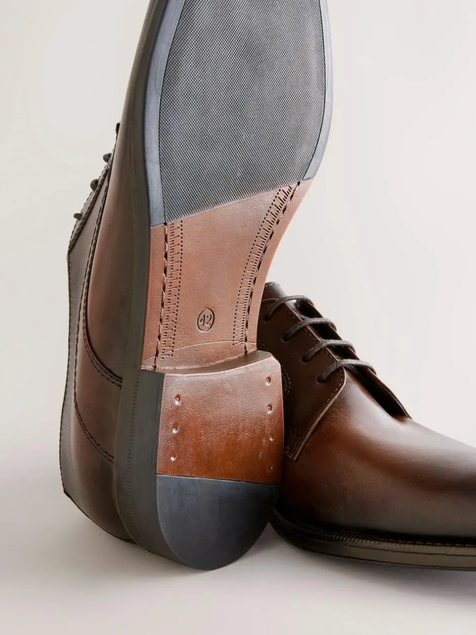 Next Leather Derby Shoes Brown Hot