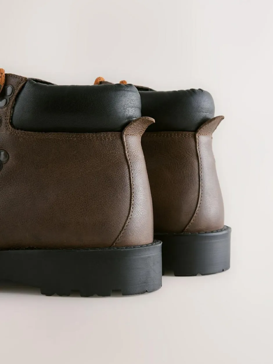 Next Brown Leather Hiker Style Boots Online