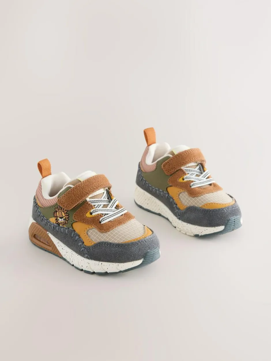Next Brown Lion Standard Fit (F) Elastic Lace Trainers Best