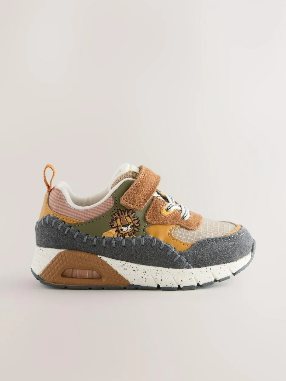 Next Brown Lion Standard Fit (F) Elastic Lace Trainers Best