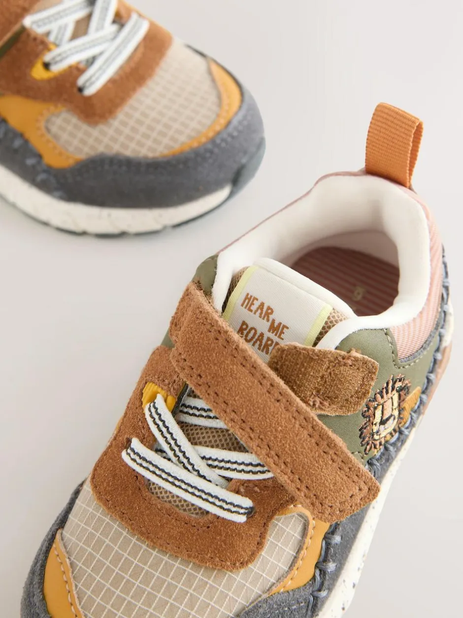 Next Brown Lion Standard Fit (F) Elastic Lace Trainers Best