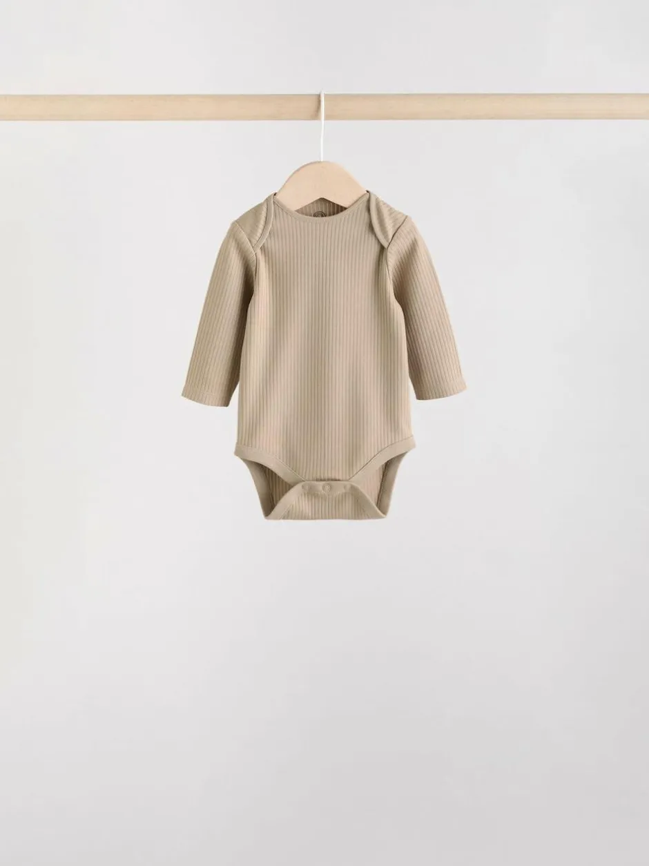 Next Brown Long Sleeve Baby Bodysuits 5 Pack Sale