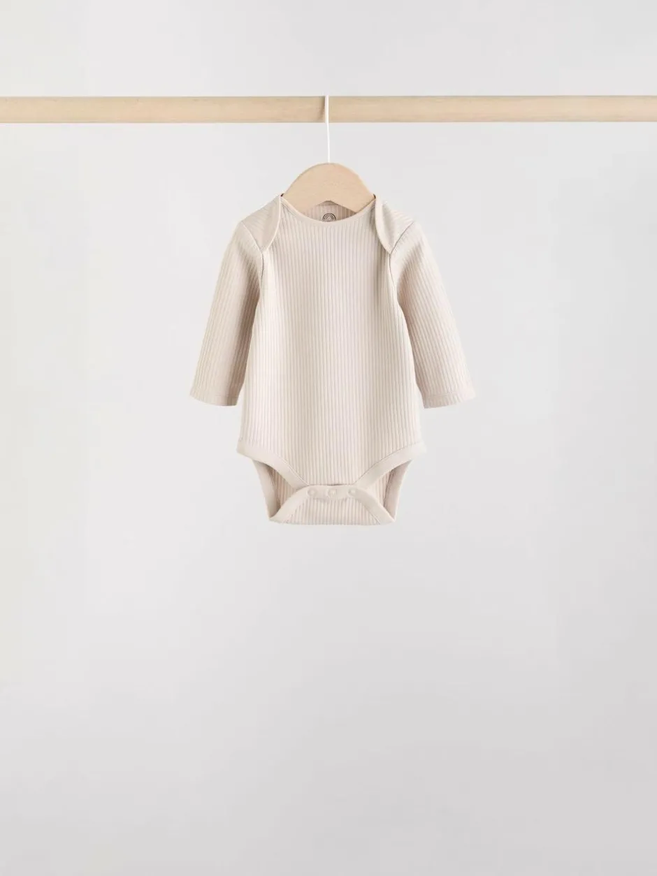 Next Brown Long Sleeve Baby Bodysuits 5 Pack Sale