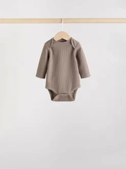 Next Brown Long Sleeve Baby Bodysuits 5 Pack Sale