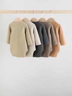Next Brown Long Sleeve Baby Bodysuits 5 Pack Sale