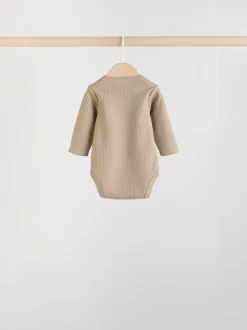 Next Brown Long Sleeve Baby Bodysuits 5 Pack Sale