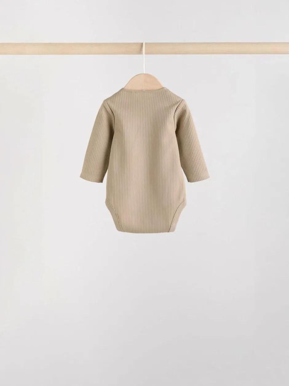 Next Brown Long Sleeve Baby Bodysuits 5 Pack Sale