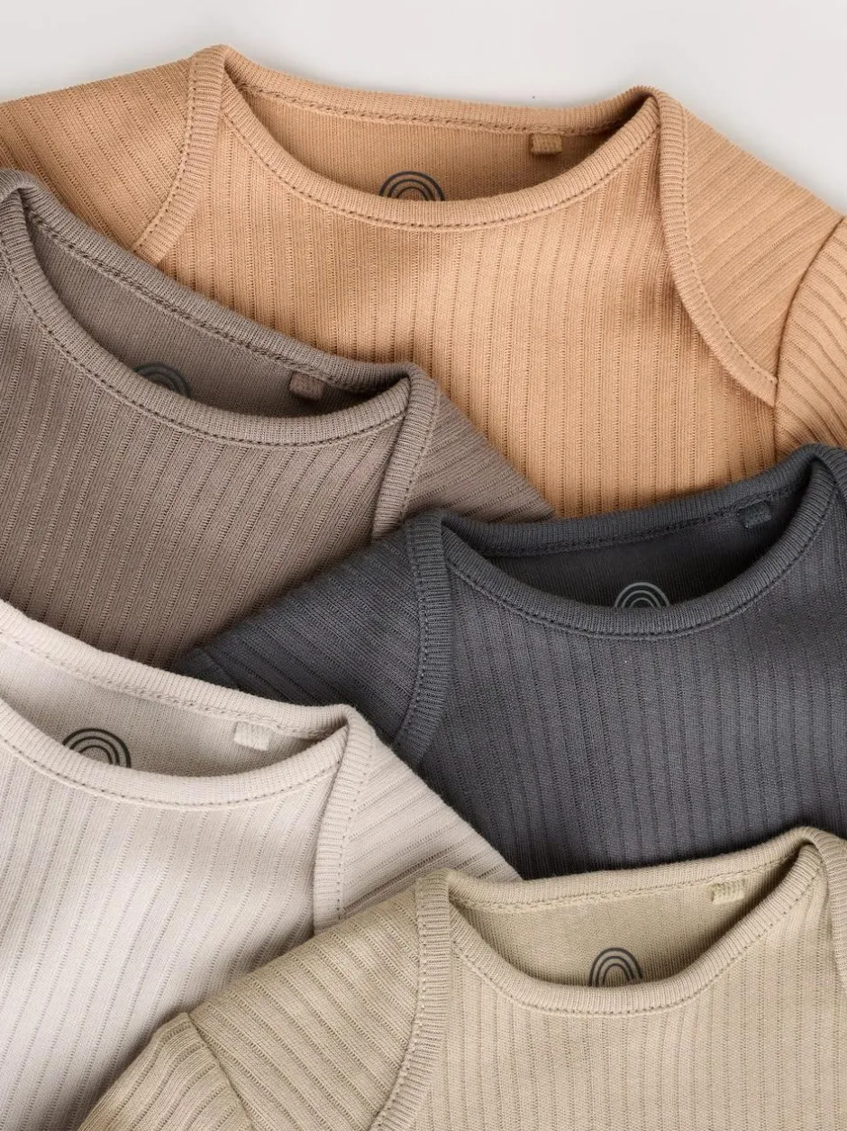 Next Brown Long Sleeve Baby Bodysuits 5 Pack Sale