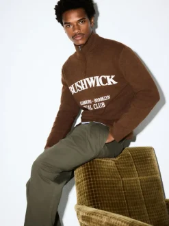 Next Brown N.Premium Mid-Weight Bushwick Graphic Zip Neck Jumper Online