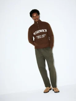 Next Brown N.Premium Mid-Weight Bushwick Graphic Zip Neck Jumper Online