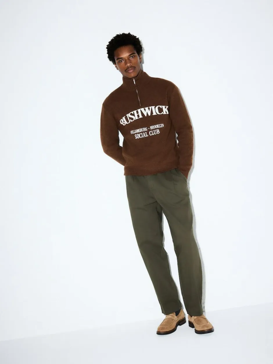 Next Brown N.Premium Mid-Weight Bushwick Graphic Zip Neck Jumper Online