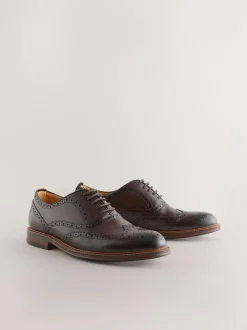 Next Oxford Wingcap Leather Shoes Brown Clearance