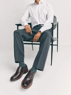 Next Oxford Wingcap Leather Shoes Brown Clearance