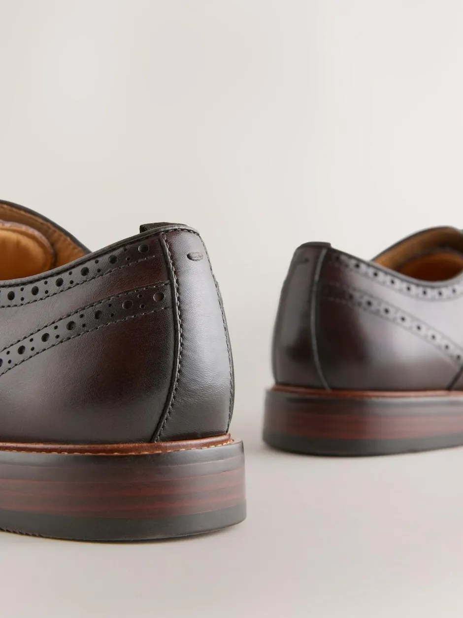 Next Oxford Wingcap Leather Shoes Brown Clearance